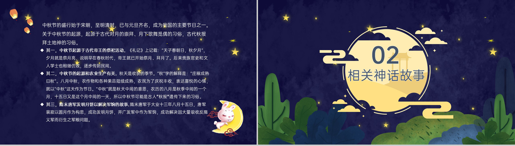蓝色简约卡通风月满中秋中秋节的起源PPT模板-4
