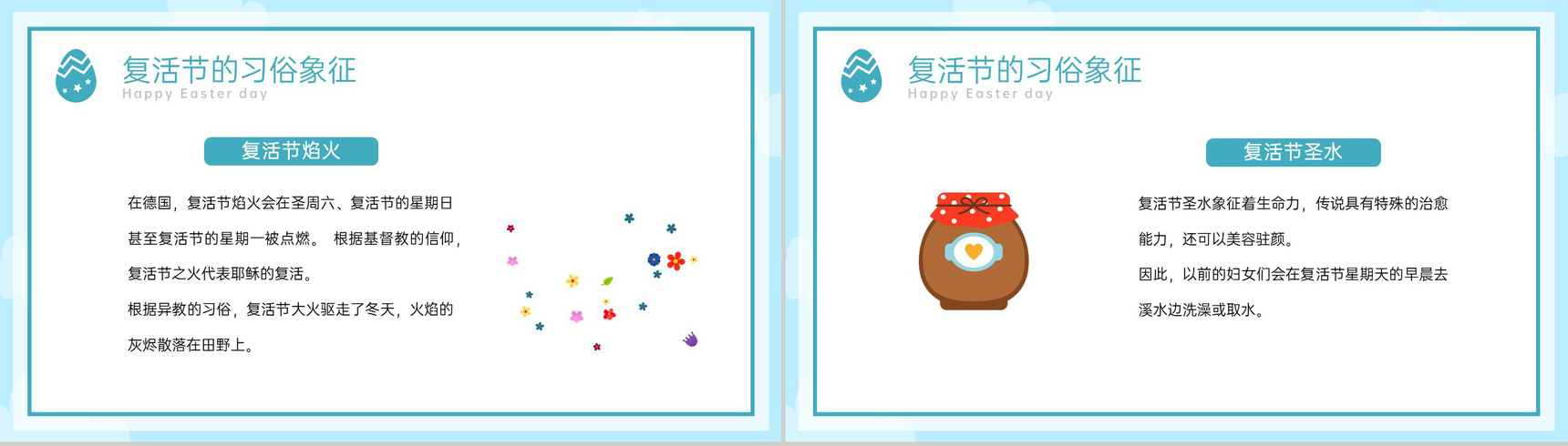 蓝色卡通风欢乐复活节节日介绍主题班会PPT模板-8