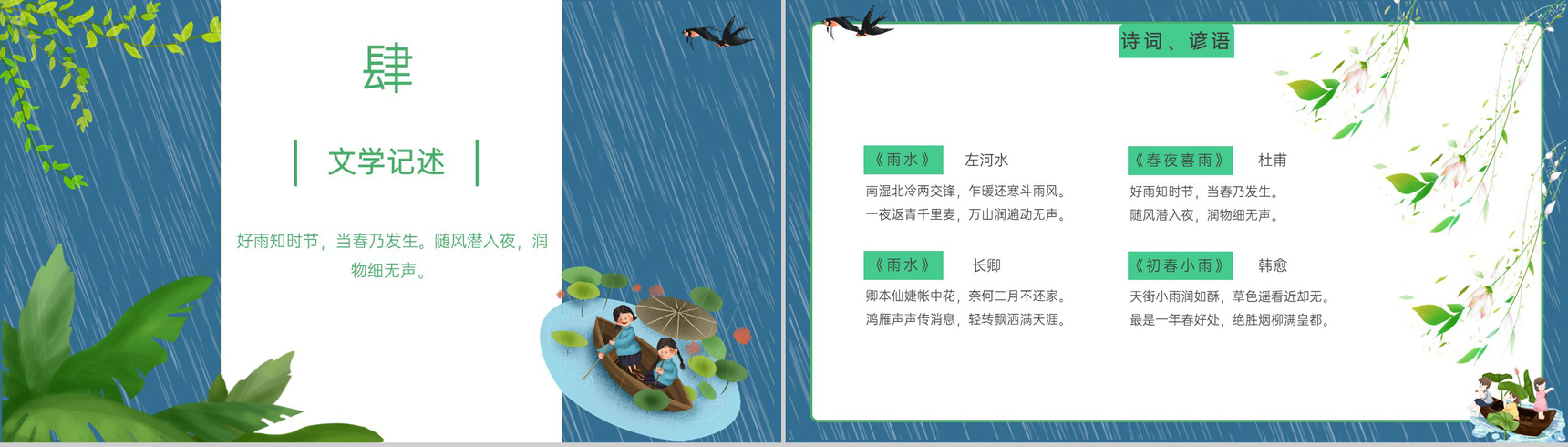 蓝色卡通风传统节气之雨水介绍主题班会PPT模板-8