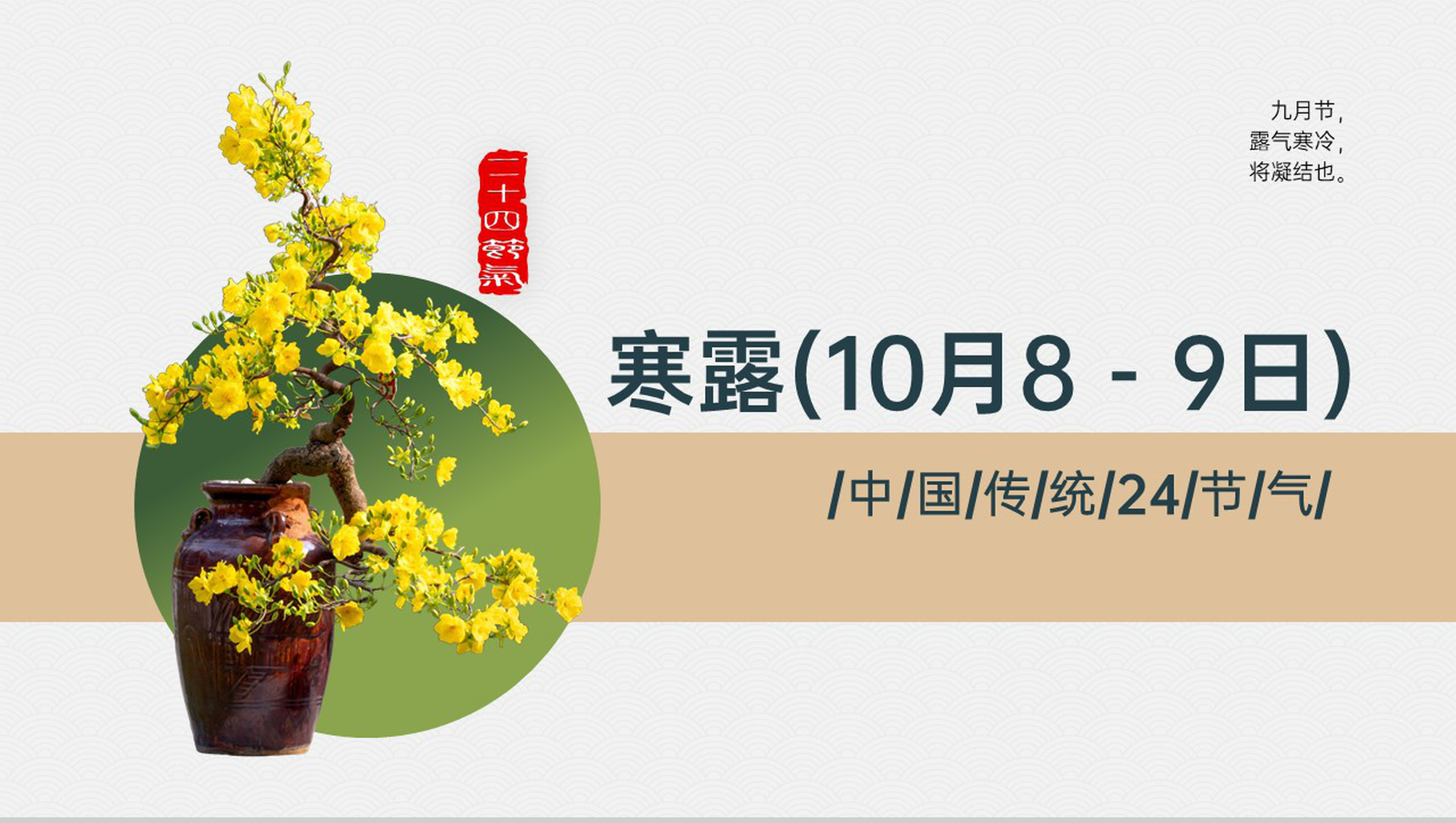 浅棕简约风中国传统节气之寒露气候特征介绍PPT模板