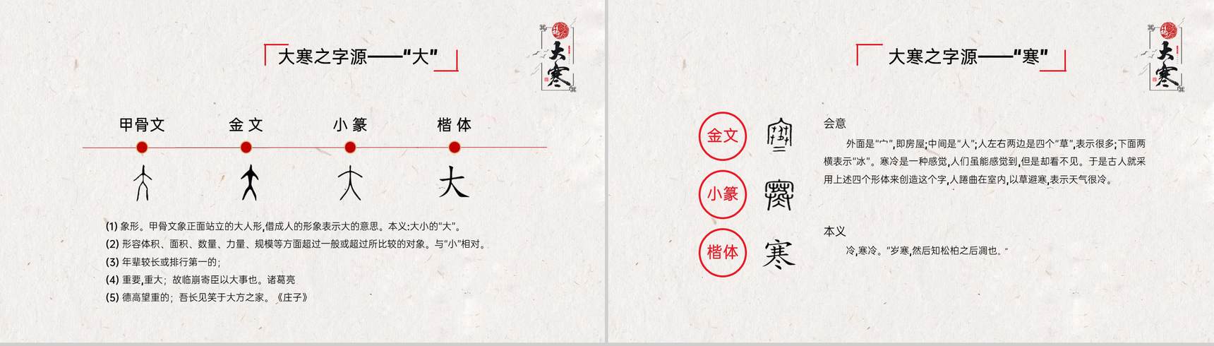 红色中国风二十四节气大寒美食介绍PPT模板-6
