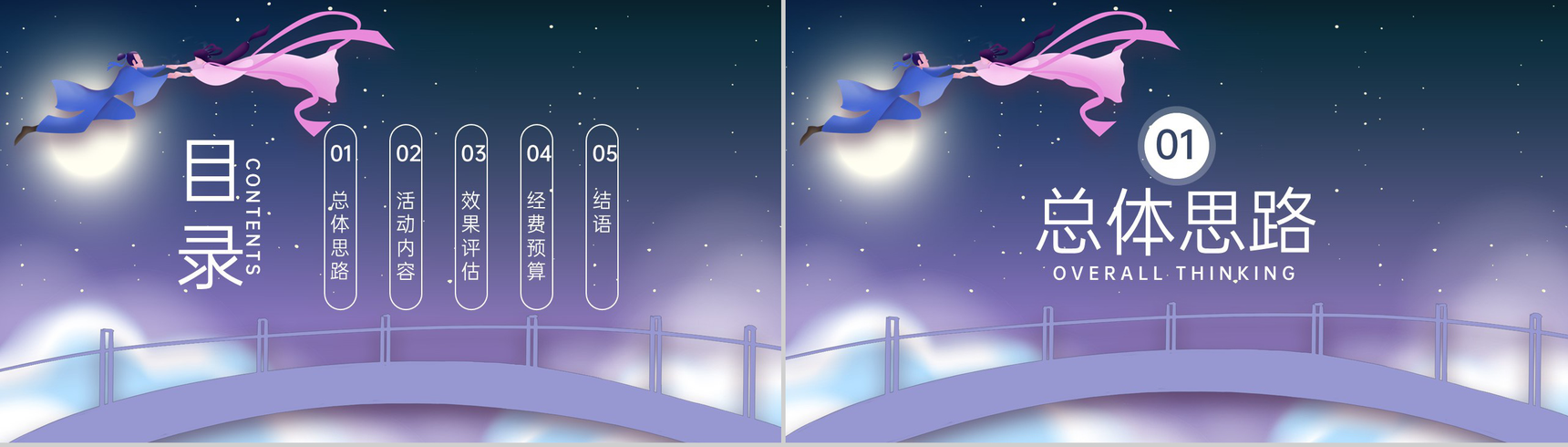 紫色中国风情人节七夕节营销活动方案PPT模板-2
