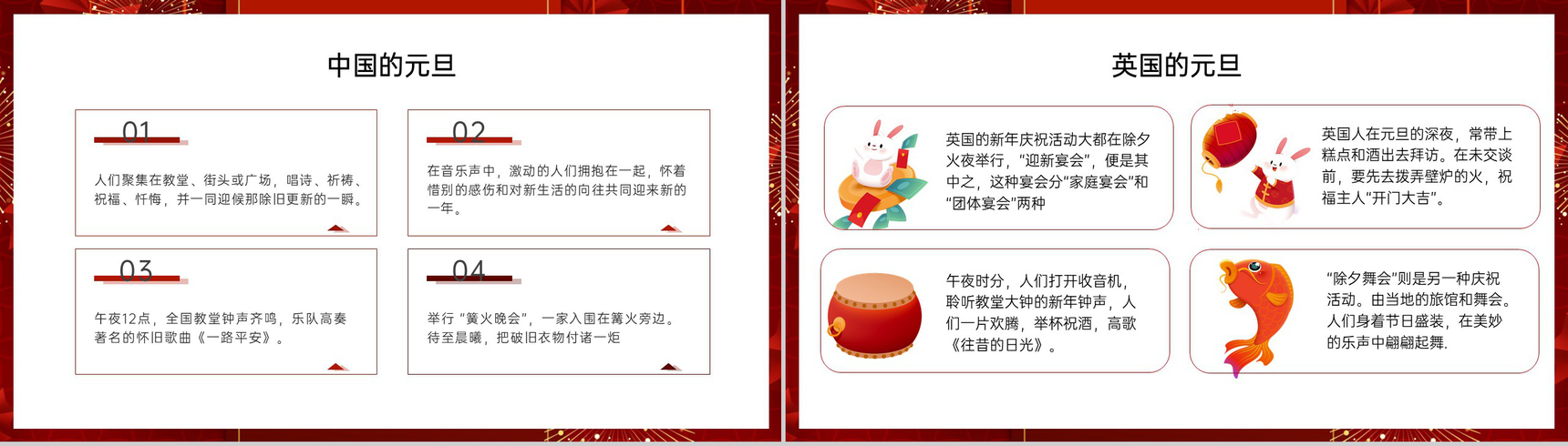 红色简约元旦节日宣传元旦的意义主题PPT模板-7