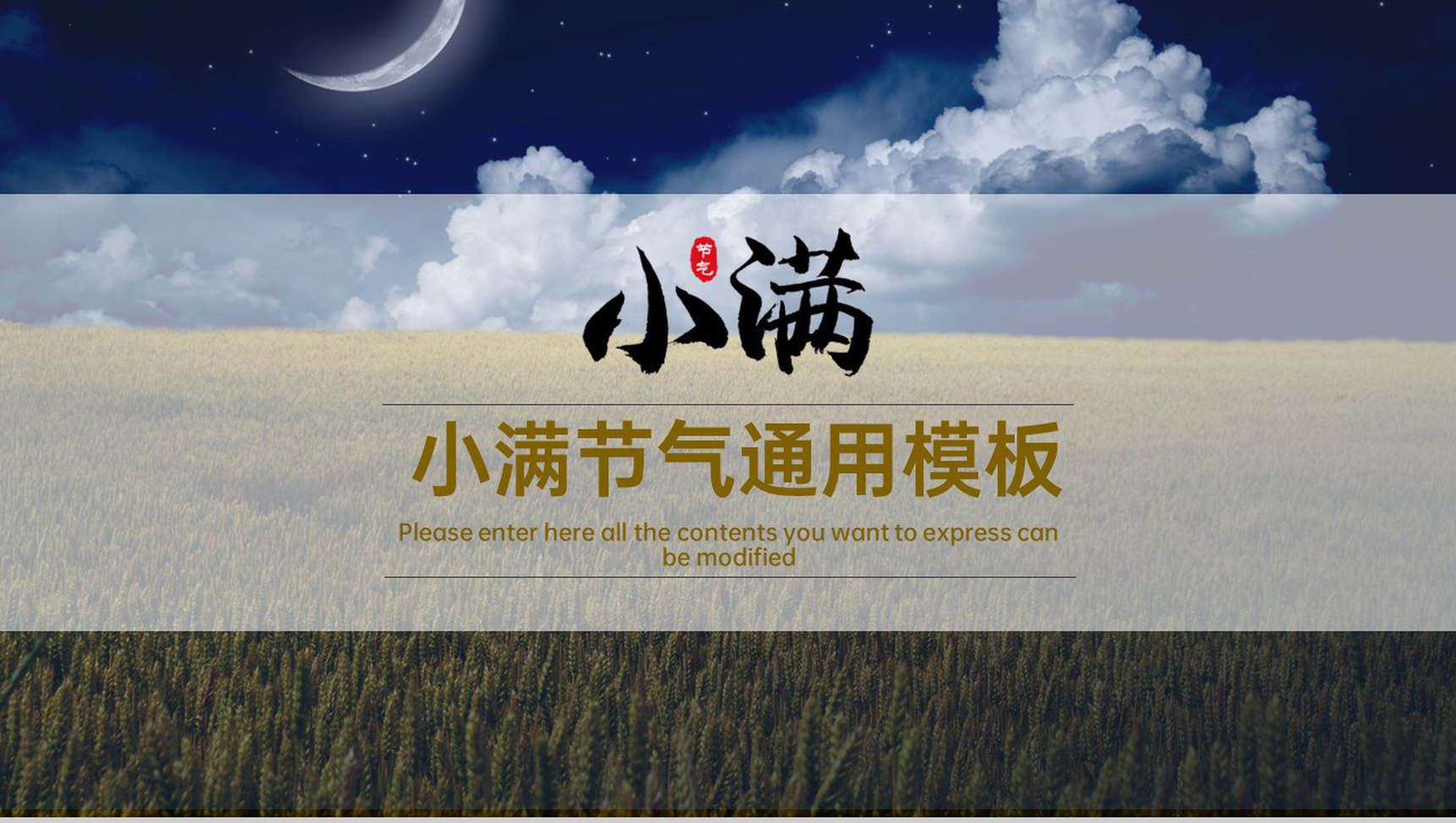 农业海报风二十四节气小满背景介绍习俗由来PPT模板-1