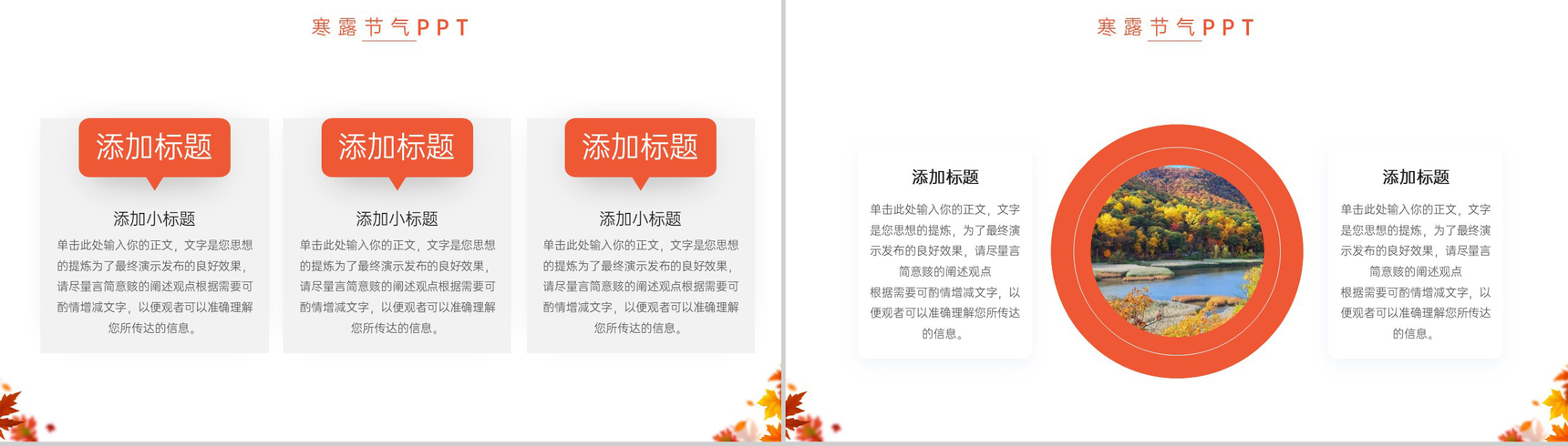 橙色简约小清新传统节气寒露节气特点介绍PPT模板-8