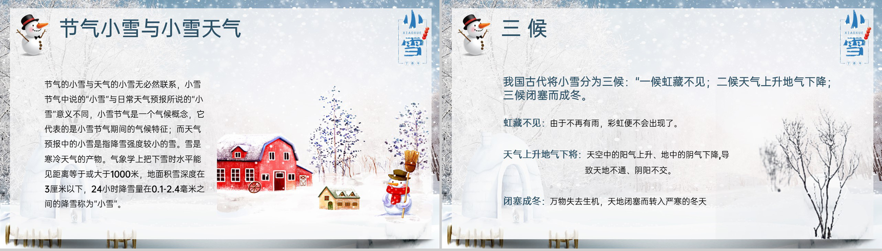 浅蓝简约风二十四节气小雪的气候特征介绍PPT模板-8