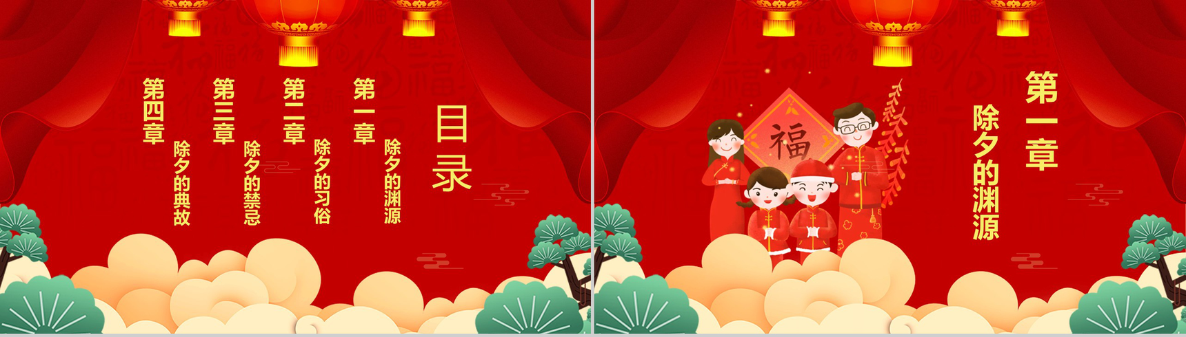 喜庆中国风除夕节日习俗文化介绍主题宣讲PPT模板-2