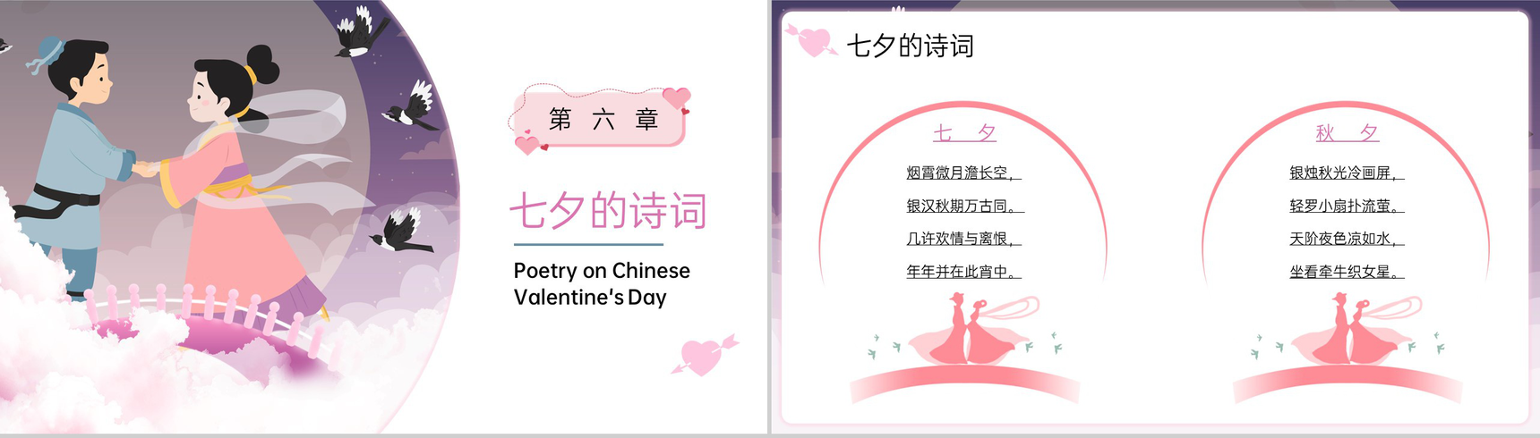 紫色卡通风浪漫七夕节活动介绍宣传推广PPT模板-9