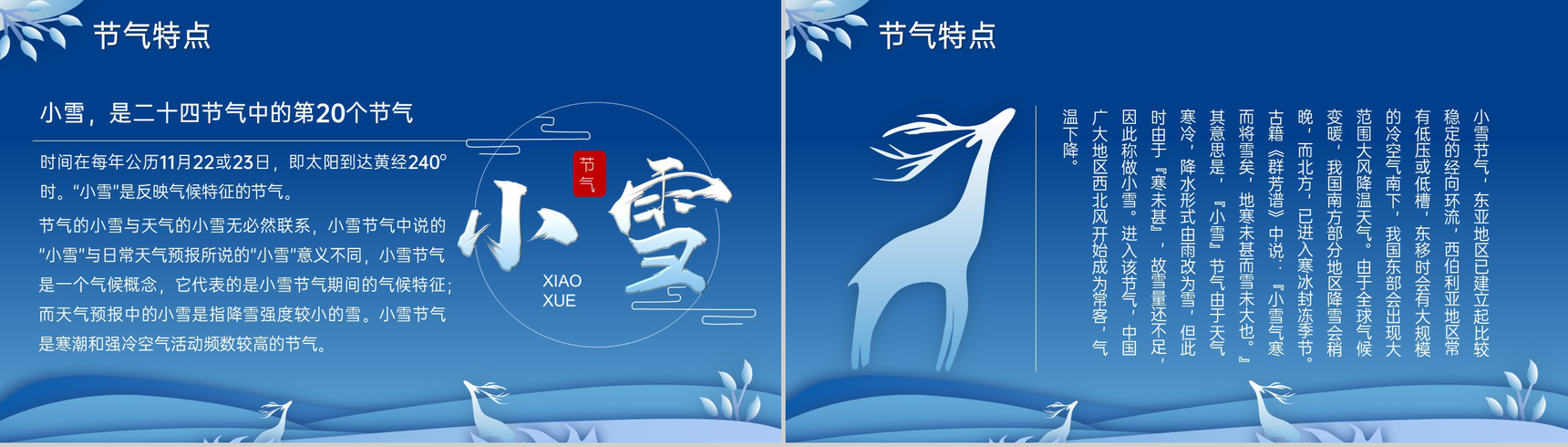 蓝色小清新风传统节气之小雪节气习俗介绍PPT模板-3