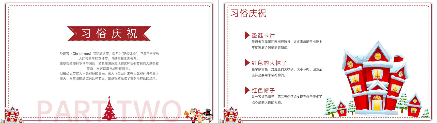 红白简约风圣诞节介绍圣诞节的习俗PPT模板-4