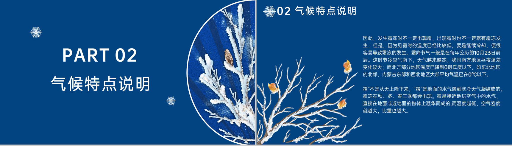 蓝色简约风传统节气霜降养生知识普及PPT模板-4