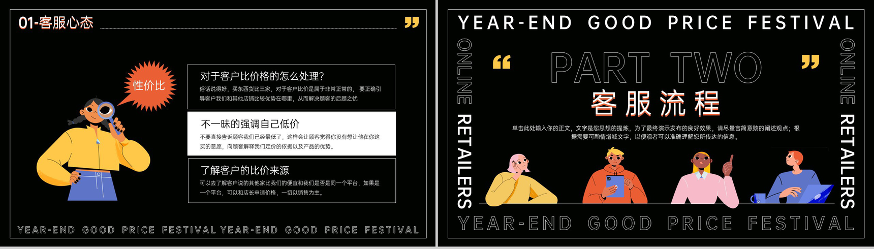 黑色扁平风年终好价节电商客服新人入职培训PPT模板-5