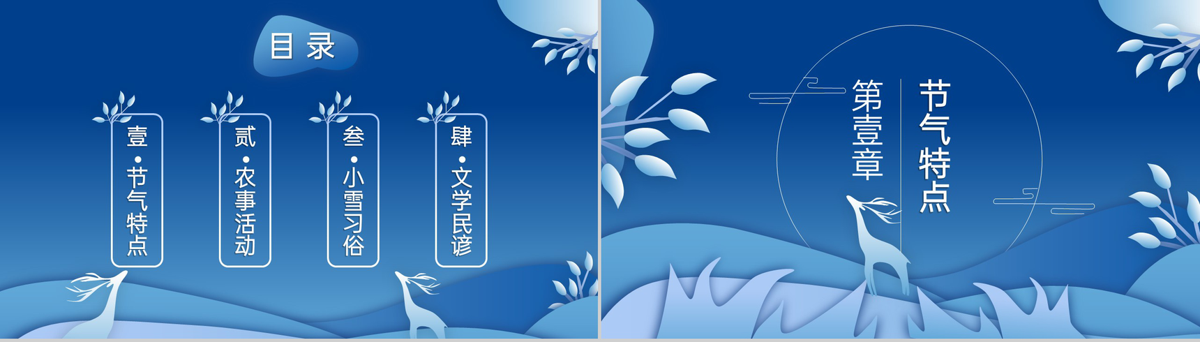 蓝色小清新风传统节气之小雪节气习俗介绍PPT模板-2