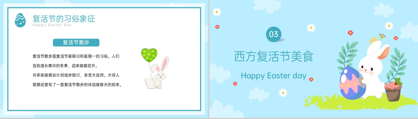 蓝色卡通风欢乐复活节节日介绍主题班会PPT模板-9