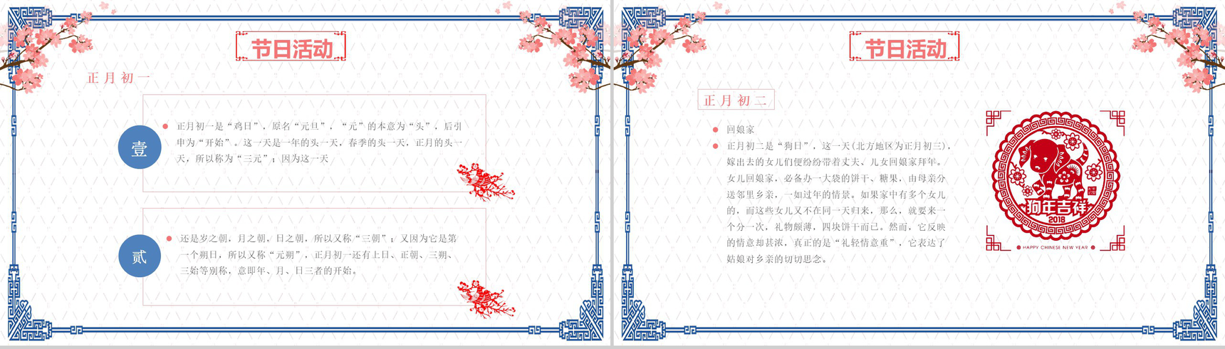 蓝色简约春节习俗传统节日习俗PPT模板-10