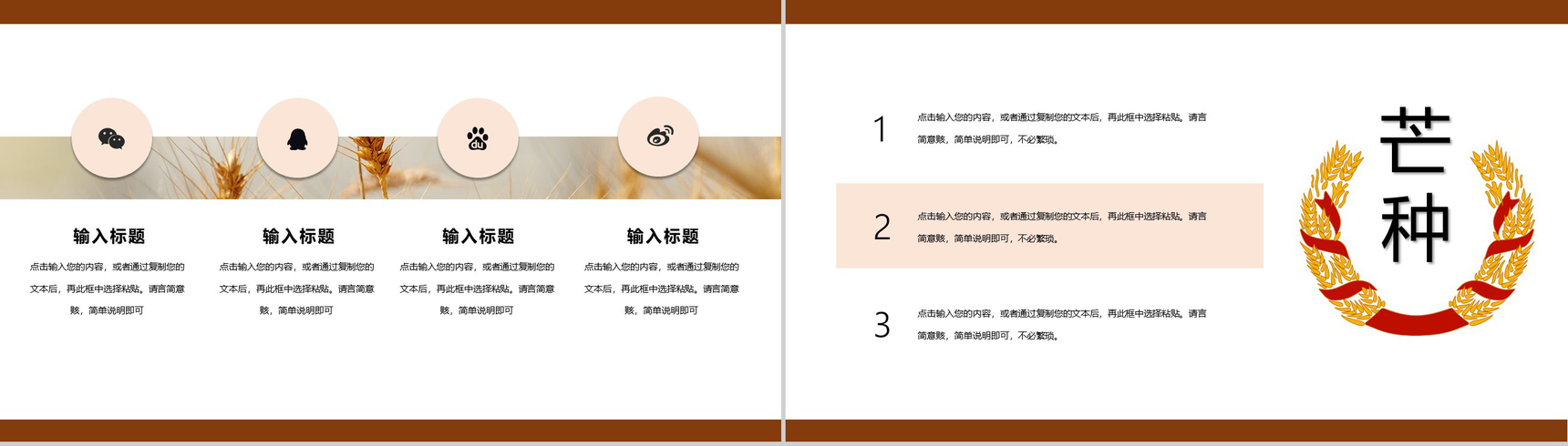 白色简约风芒种习俗介绍PPT模板-3