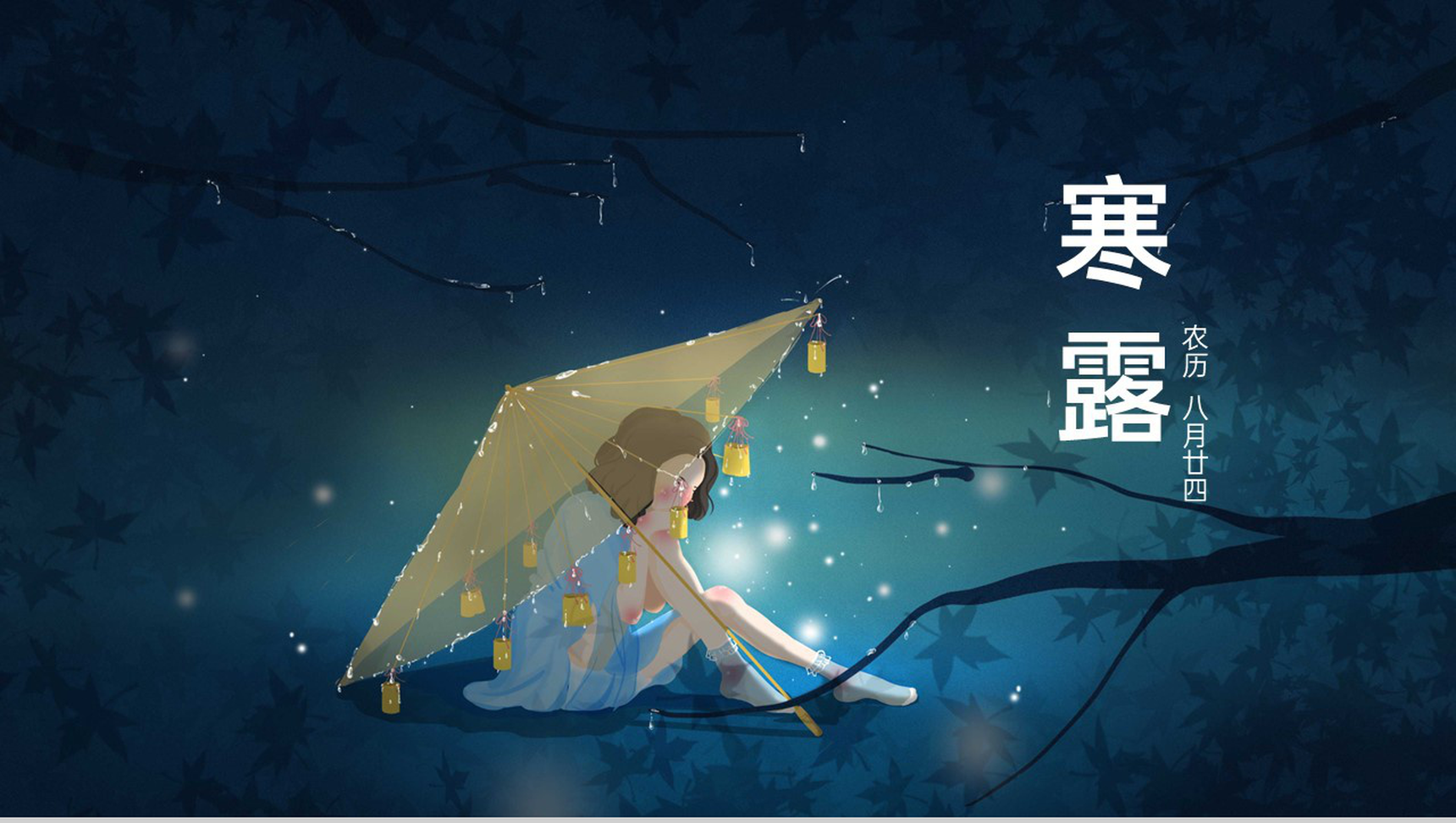 蓝黑星空卡通风传统二十四节气之寒露介绍PPT模板-11