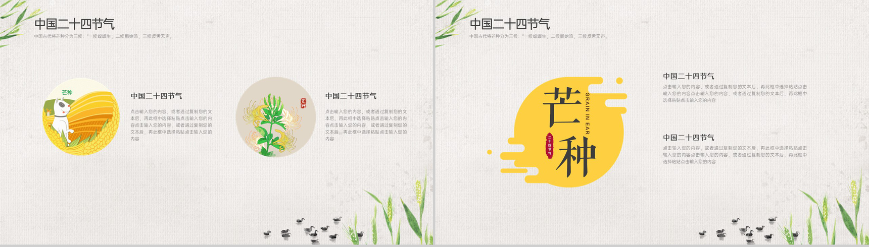 灰色卡通风二十四节气之芒种由来简介通用PPT模板-5
