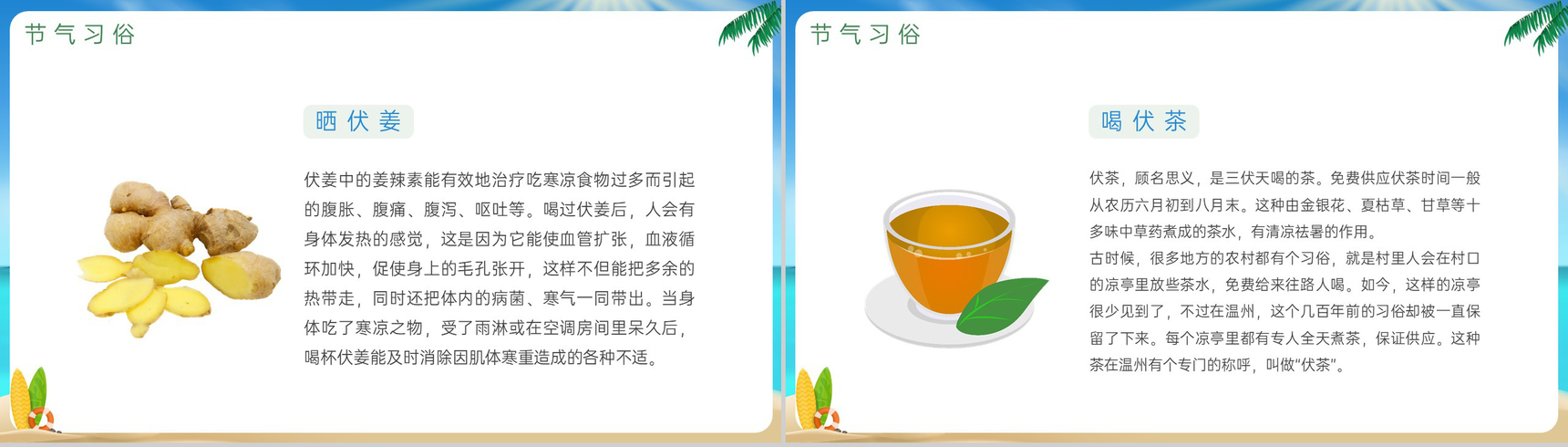 蓝绿色简约风赤日几时过清风无处寻大暑节气相关介绍PPT模板-7
