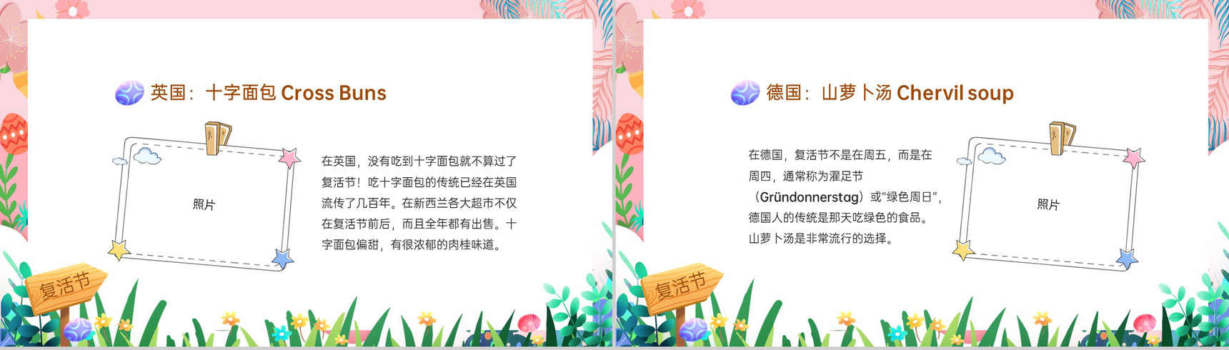 粉色卡通风复活节节日介绍主题班会PPT模板-10