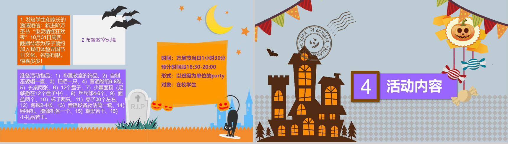 万圣节狂欢夜活动策划方案节日庆典PPT模板-5