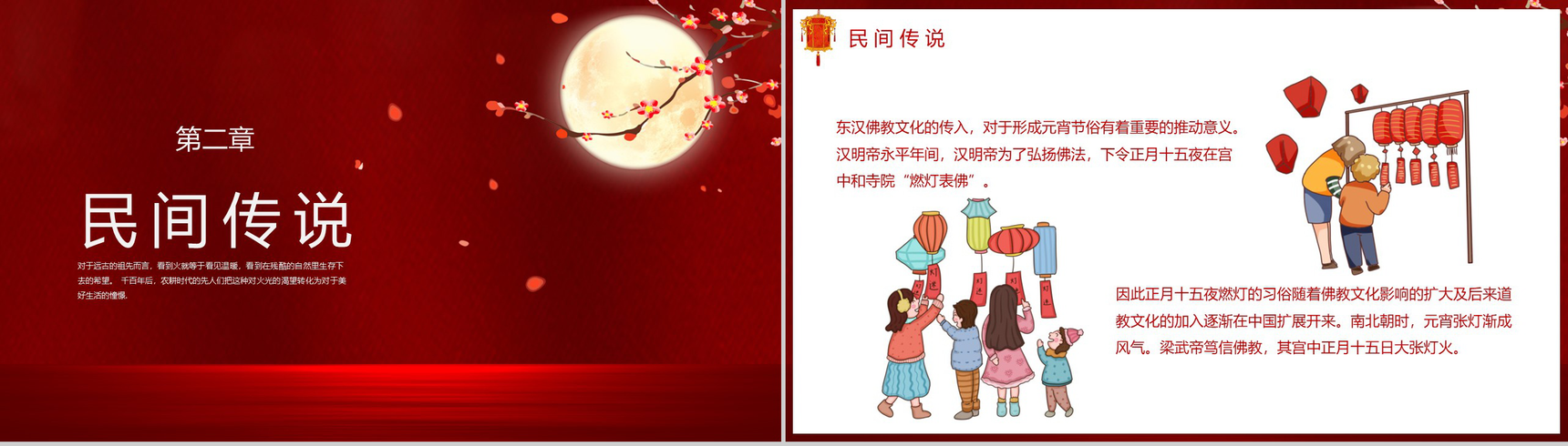 唯美中国风元宵节主题传统习俗文化介绍PPT模板-5