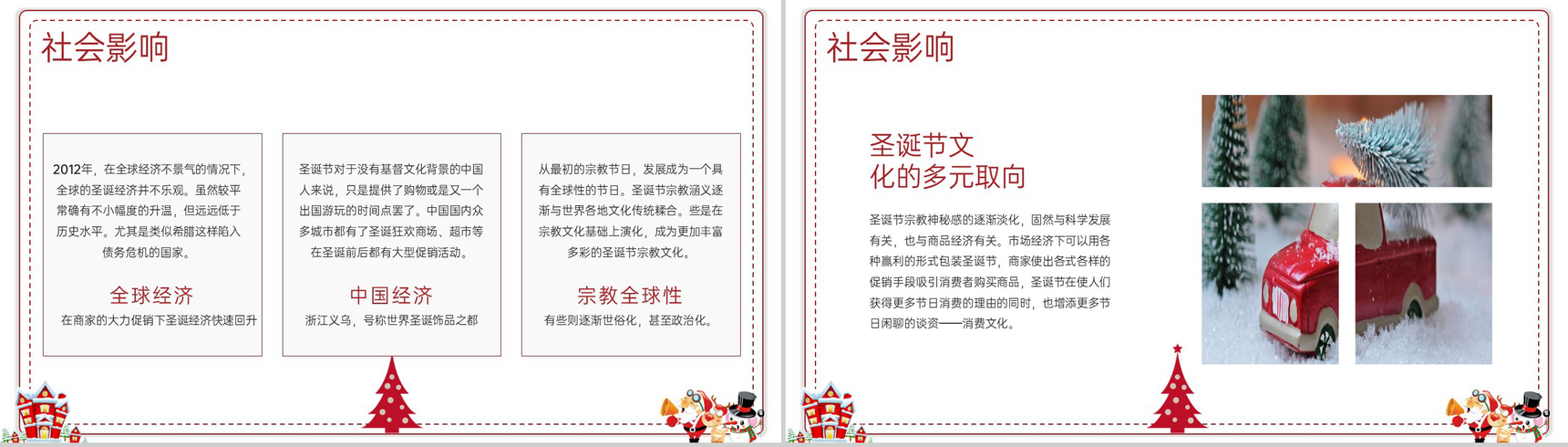 红白简约风圣诞节介绍圣诞节的习俗PPT模板-6