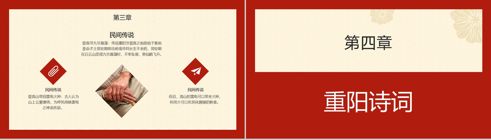 手绘版九九重阳节百善孝为先PPT模板-7