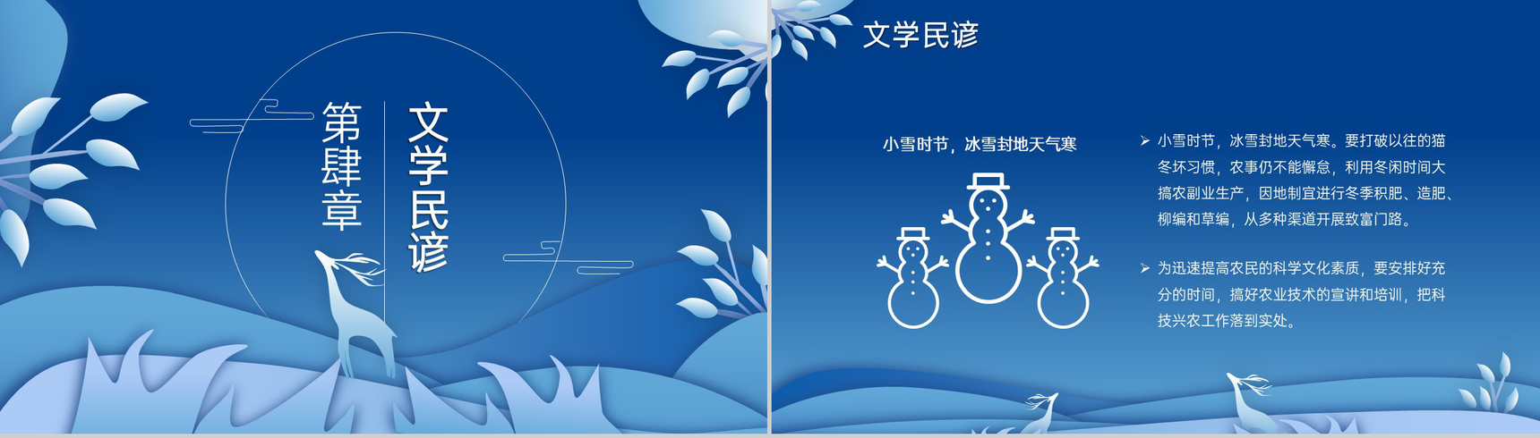 蓝色小清新风传统节气之小雪节气习俗介绍PPT模板-8