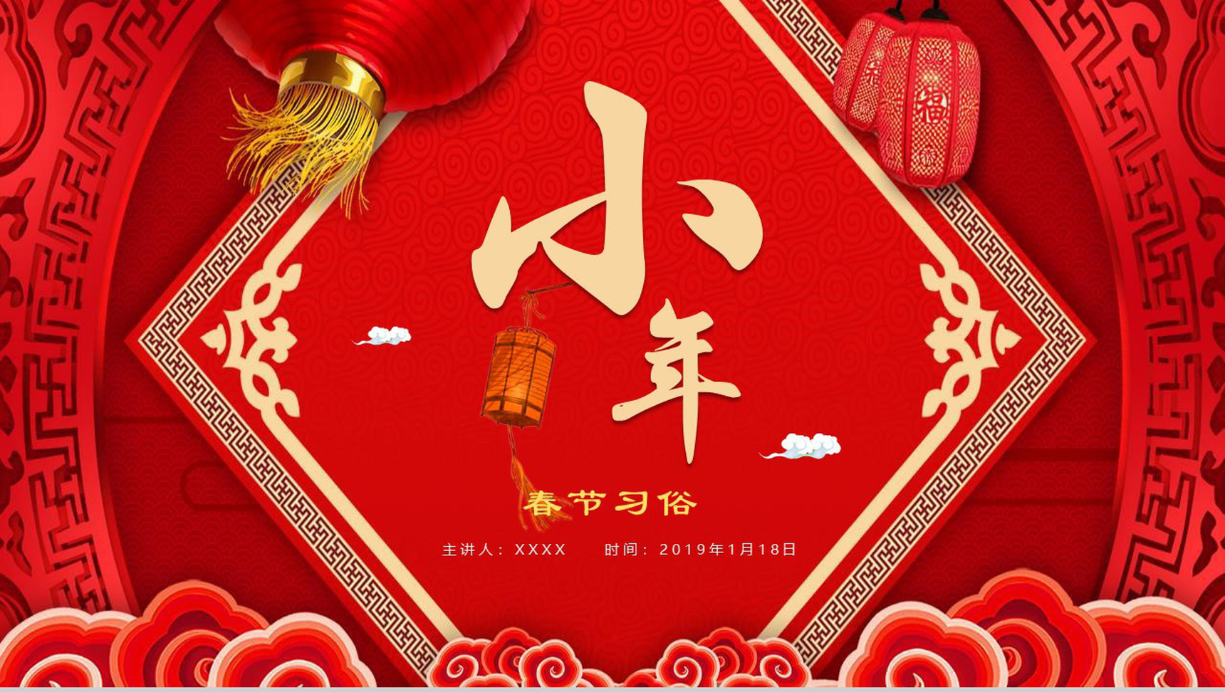 小年春节习俗过年宣传PPT模板-1
