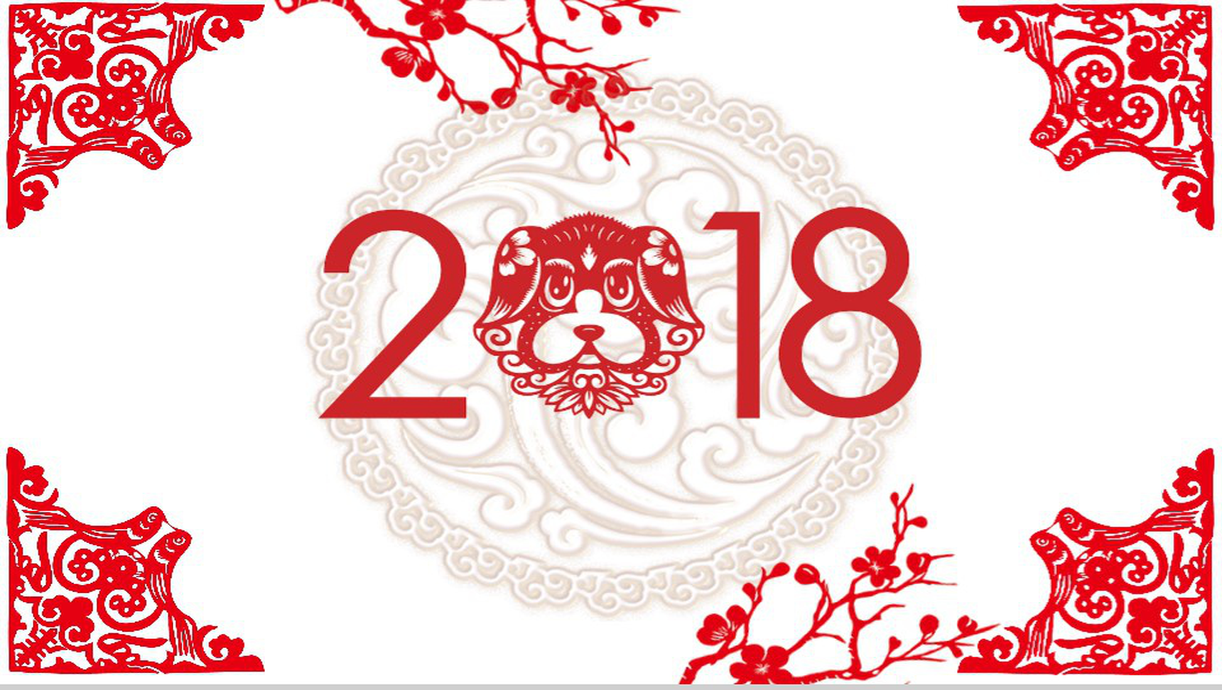 中国风手绘春节节日贺卡PPT模板-1
