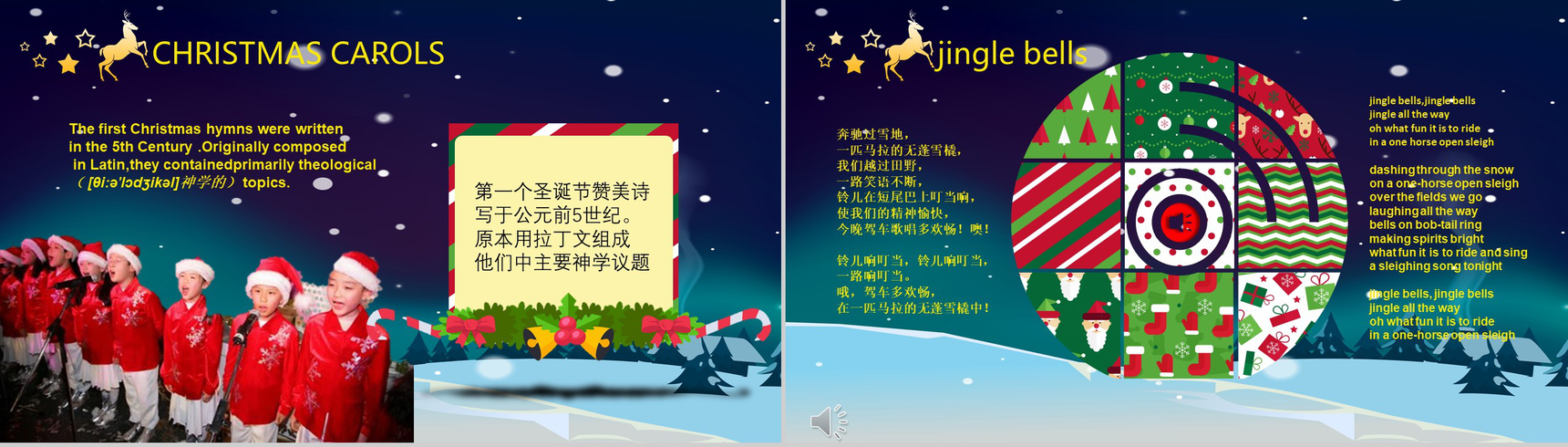 深色欢乐创意唯美圣诞节英文介绍PPT模板-7