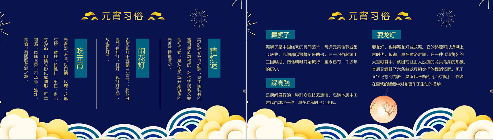 深蓝色中国风传统佳节元宵节习俗文化介绍PPT模板-7