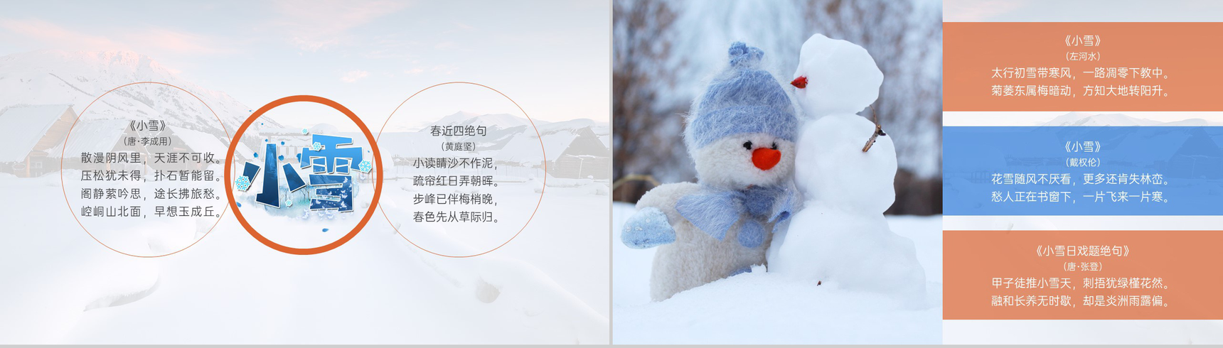 蓝色简约风二十四节气小雪习俗介绍PT模板-9