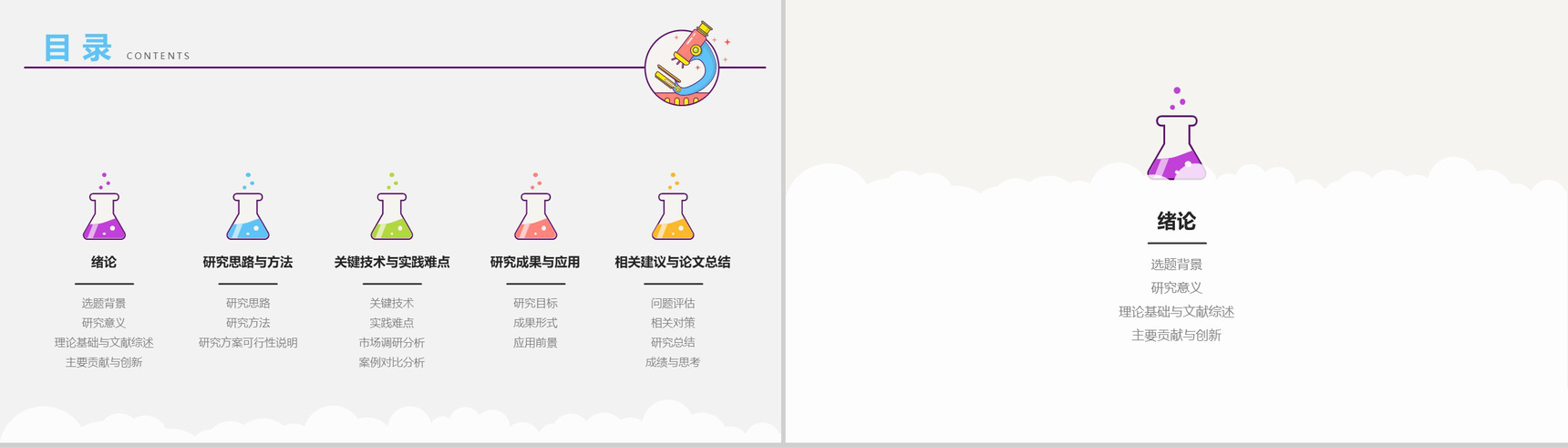 可爱卡通显微镜大学毕业答辩通用PPT模板-2