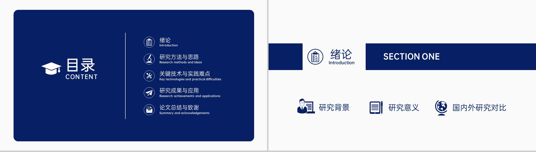 深蓝简约风大学生毕业论文答辩学术研究成果展示PPT模板-2