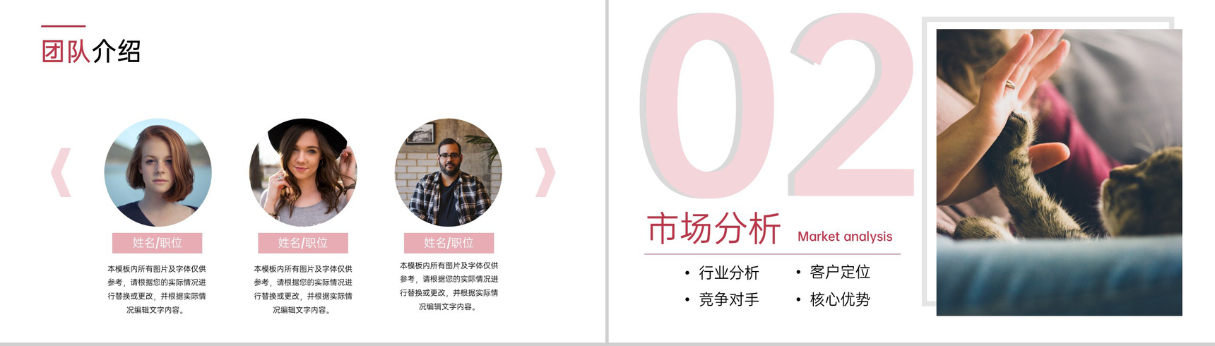 粉色简约风猫舍咖啡馆创业招商计划书PPT模板-4