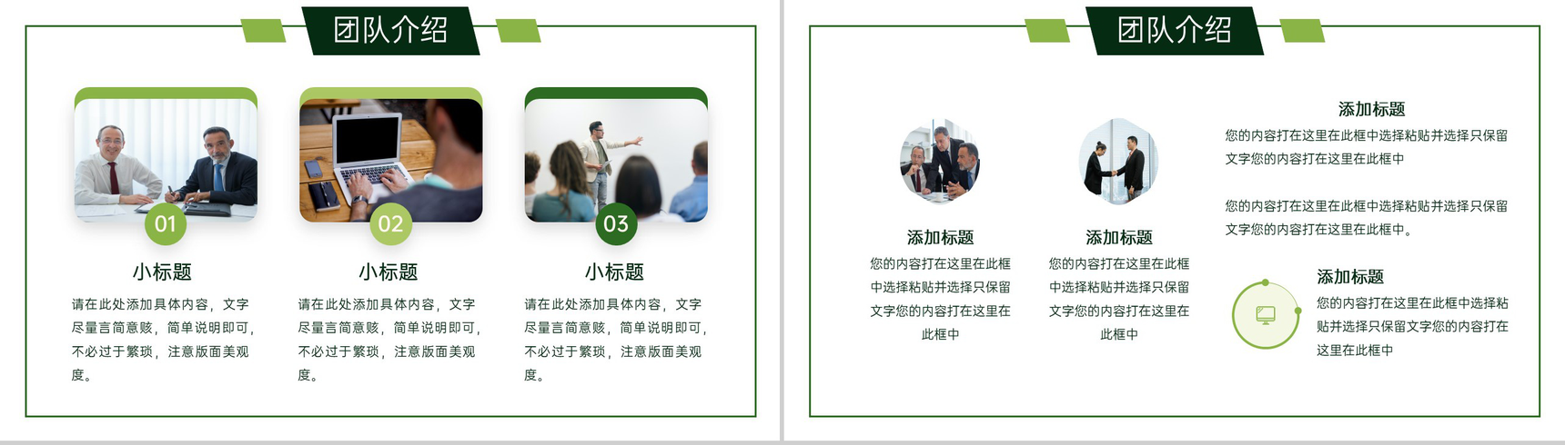 绿色简约大学生创新创业计划书团队介绍项目简介PPT模板-3