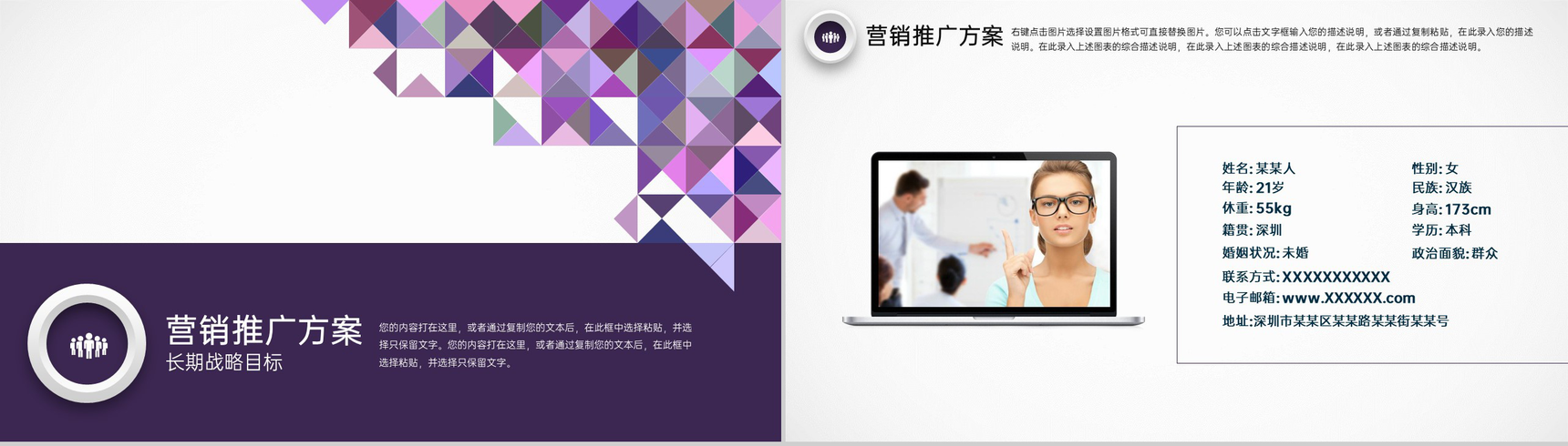 紫色几何创业融资计划书团队介绍市场分析PPT模板-11