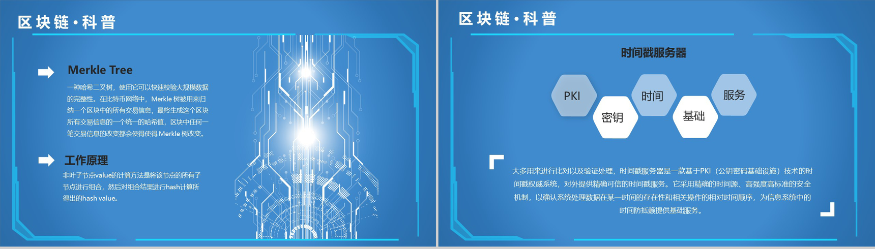 蓝色科技风区块链介绍动态PPT模板-7