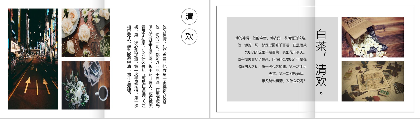 20XX白茶清欢无别事杂志风画册PPT模板-4