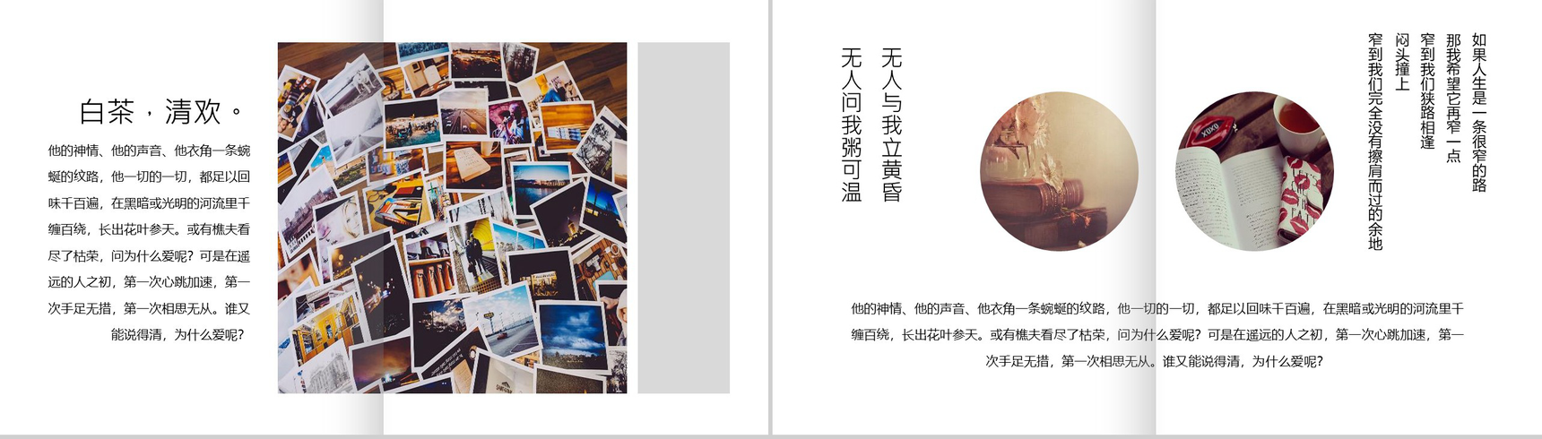 20XX白茶清欢无别事杂志风画册PPT模板-10