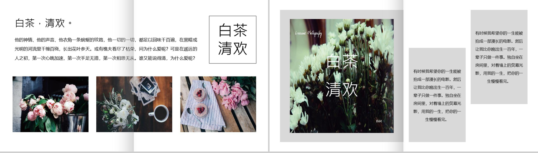 20XX白茶清欢无别事杂志风画册PPT模板-6