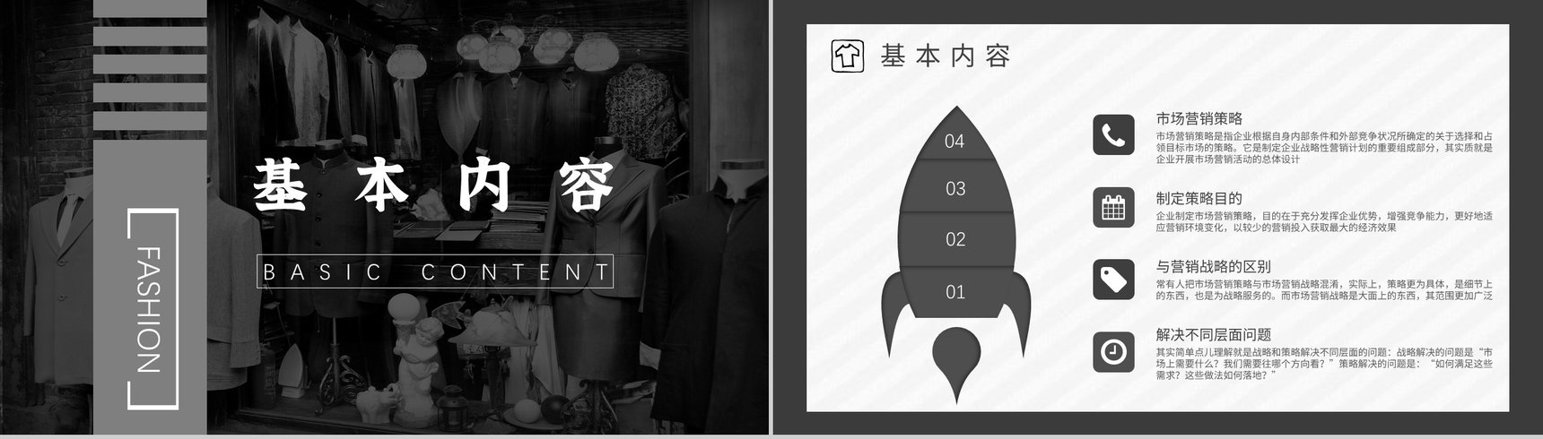 黑白杂志风时尚服装汇报服装营销策划PPT模板-4