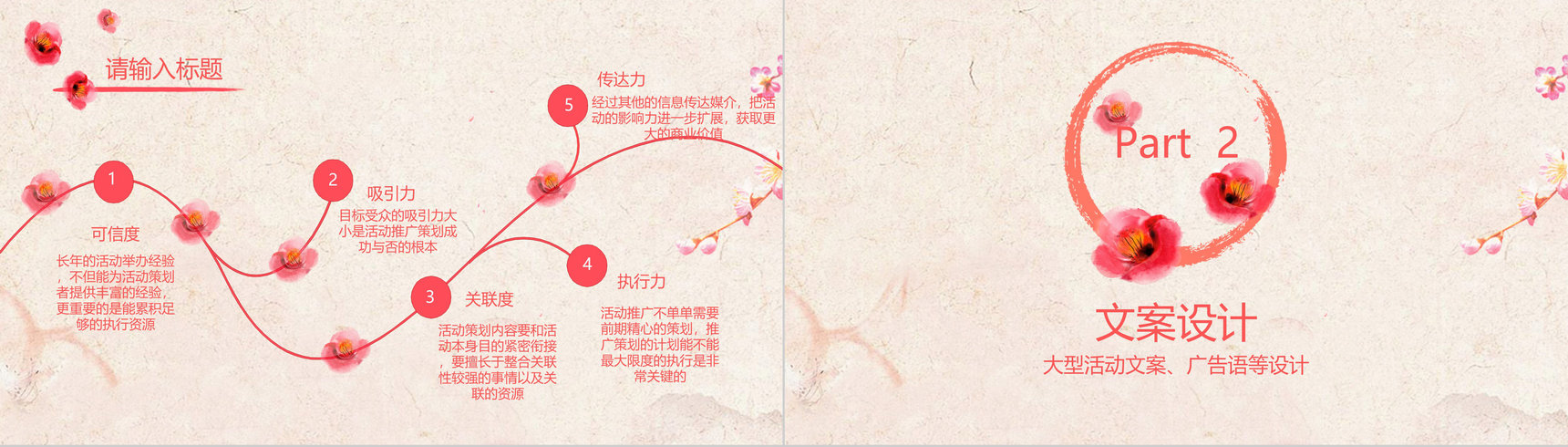 小清新唯美桃花朶朶活动策划PPT模板-5