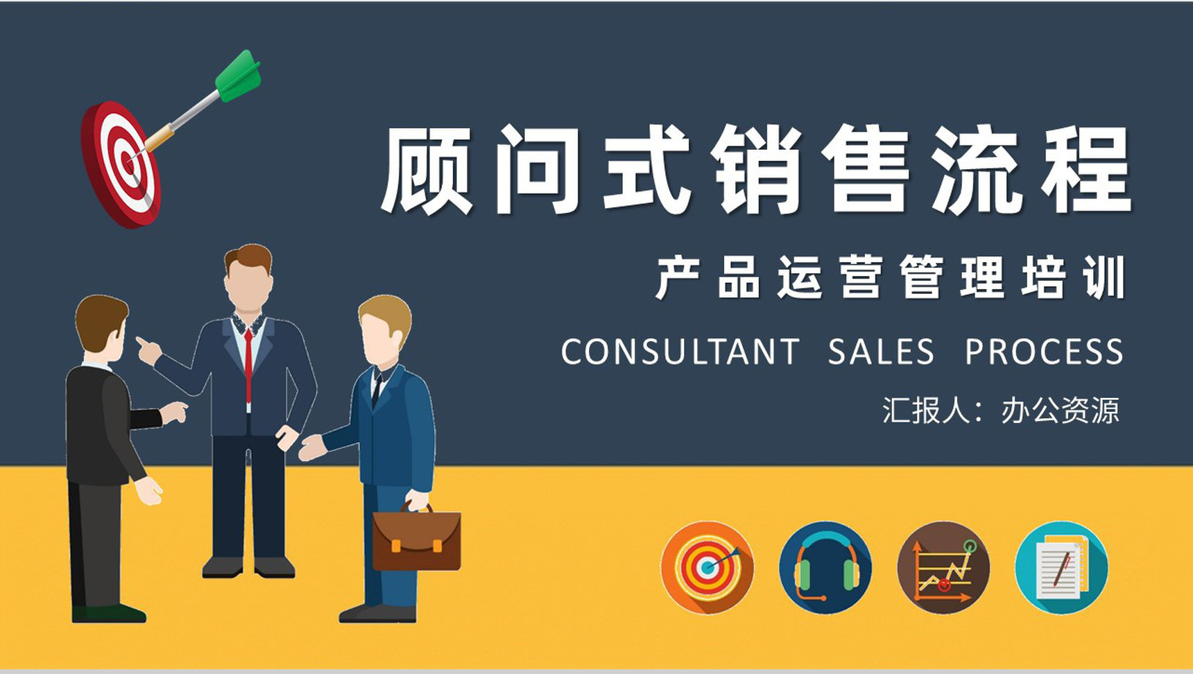 顾问式销售流程计划总结公司产品运营管理知识培训PPT模板-1