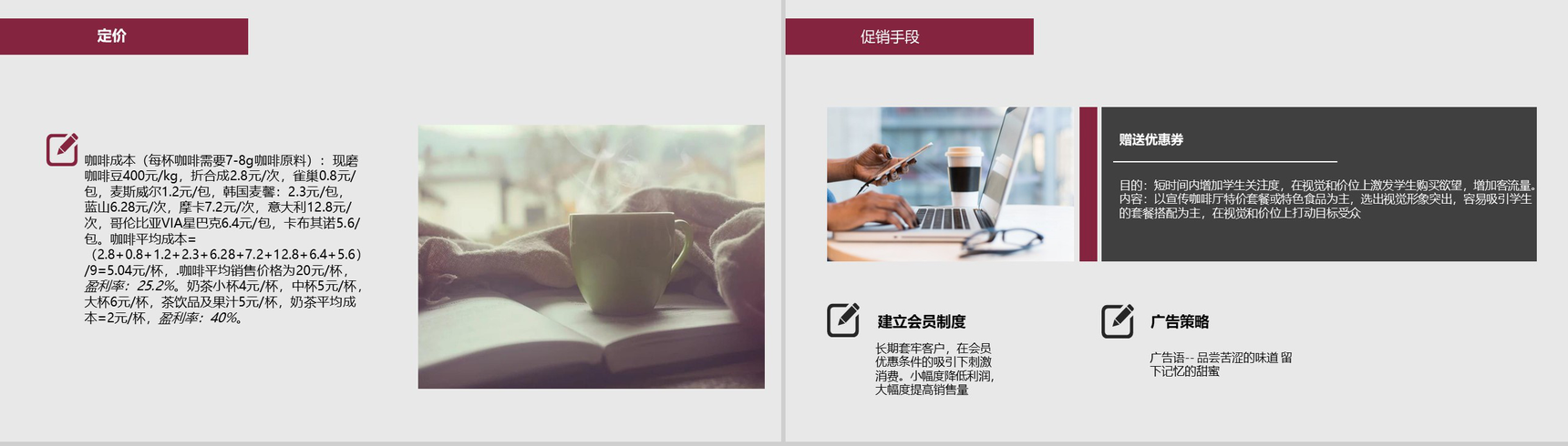 简约微粒体咖啡书吧创业市场数字化整合营销策划PPT模板-3
