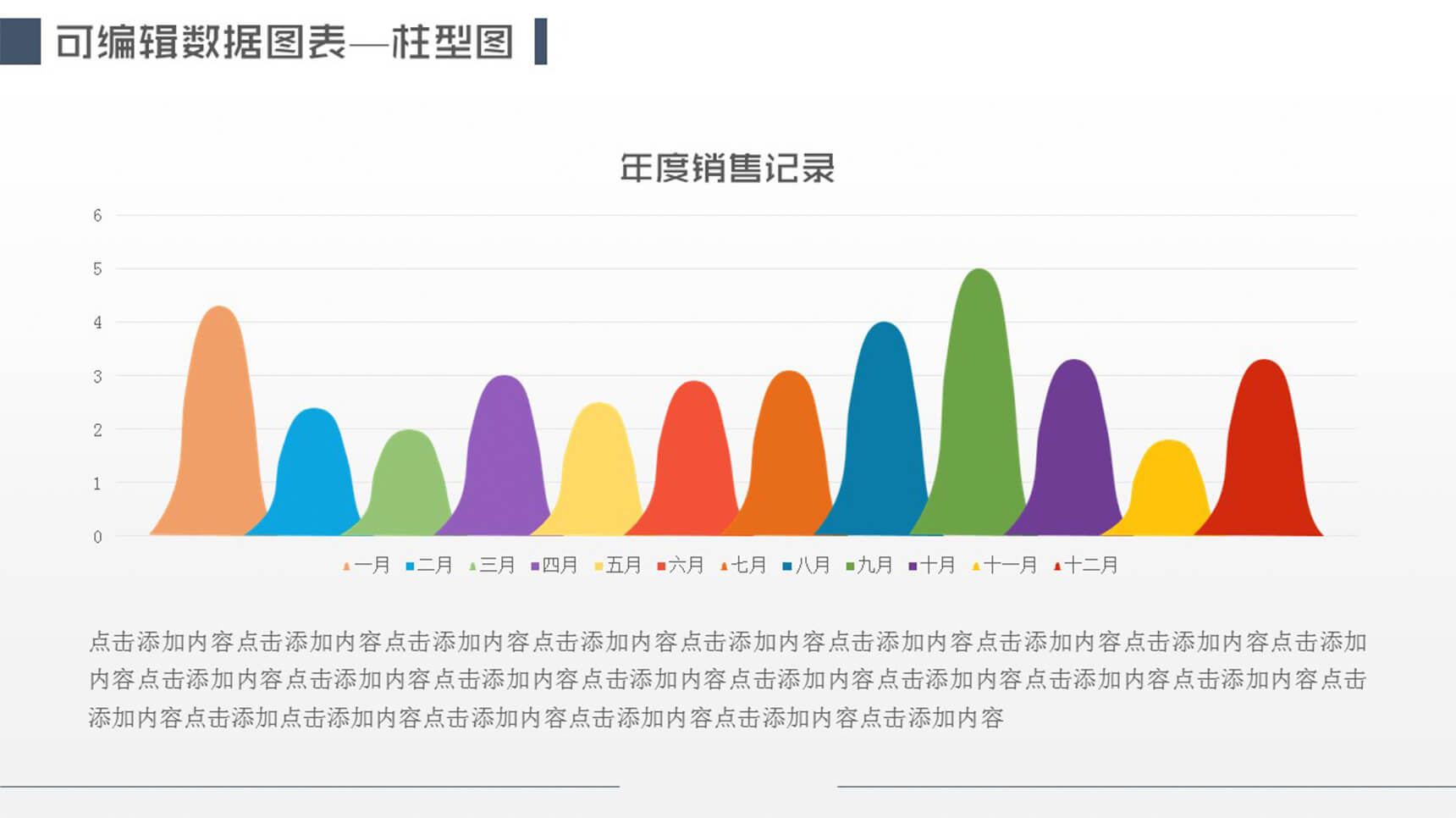 年度销售记录可编辑PPT柱形图合集-2