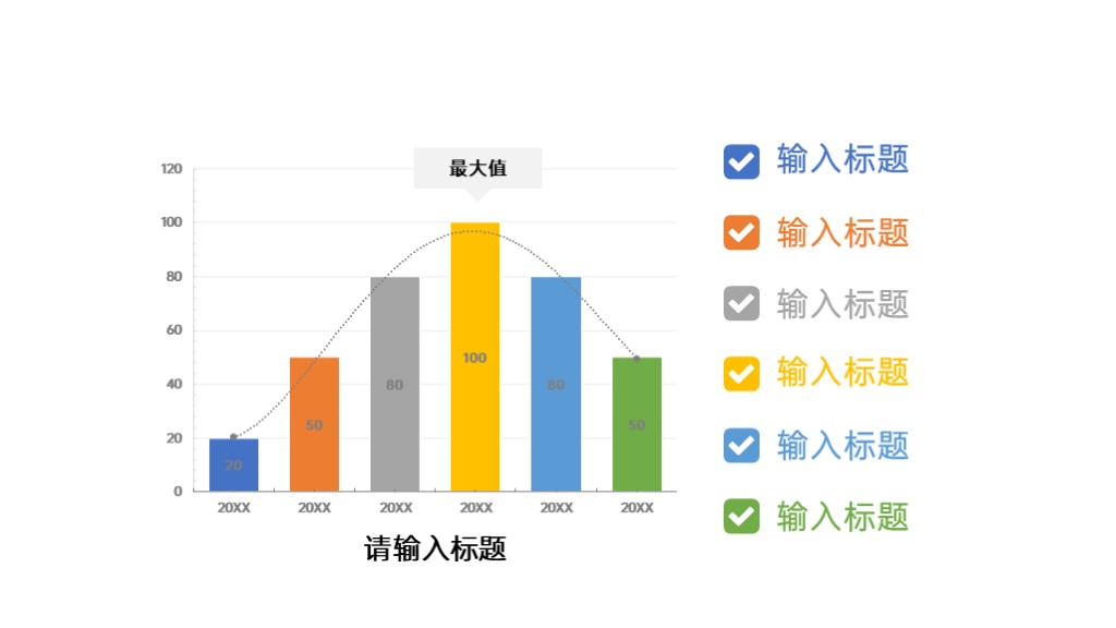 柱形图年度数据走势PPT图表模板