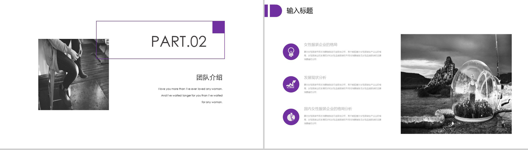 紫白商务欧美时尚服装发布会汇报总结PPT模板-5